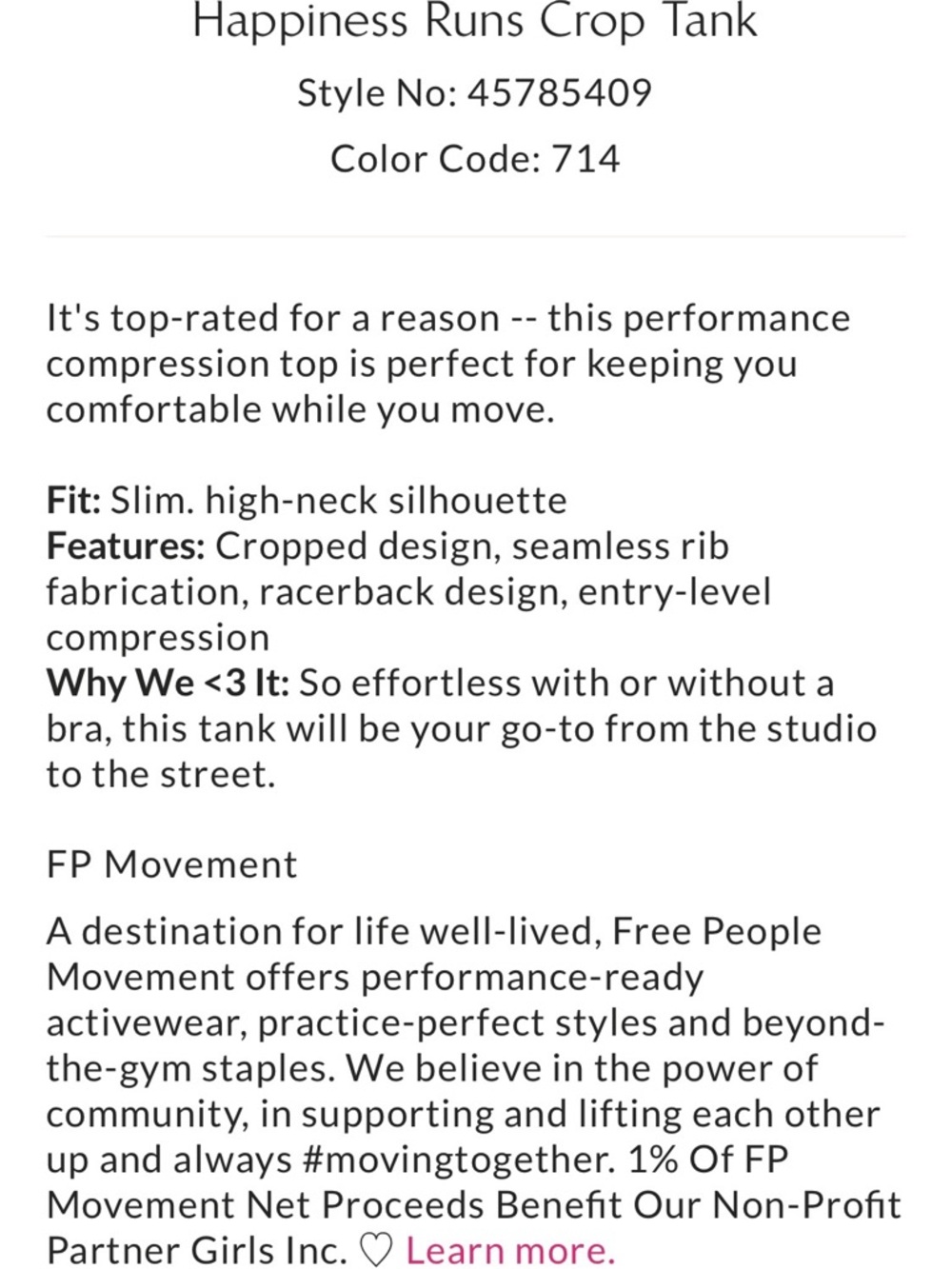 Free People Movement Happiness Runs Crop Tank XS/S - Picture 6 of 11